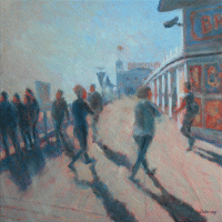 Morning on the pier - John Whiting - oil on canvas (40x40cm) - £ 900 framed