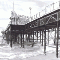Palace Pier - John Whiting - Chinese ink (39x29cm) - £ 350 framed