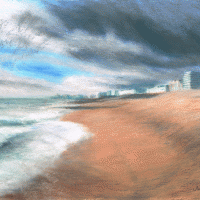 The beach at Hove - John Whiting - Pastel on paper (45x35cm) - £480 framed