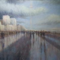 After the rain, Hove Promenade - John Whiting - Oil on canvas 100x50cm - Framed £ 1500