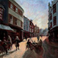 Early Spring in Ship Street - John Whiting - Oil on canvas 40x40cm - £ 700 framed